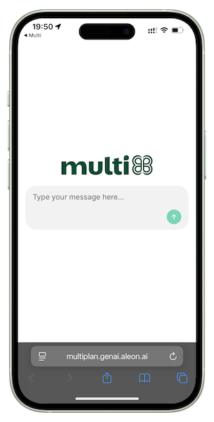 Interface da solução conversacional no aplicativo MULTI